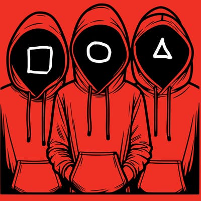 3 faceless people in  hoodies