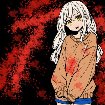 manga teen girl  in a sweater and baggy pants