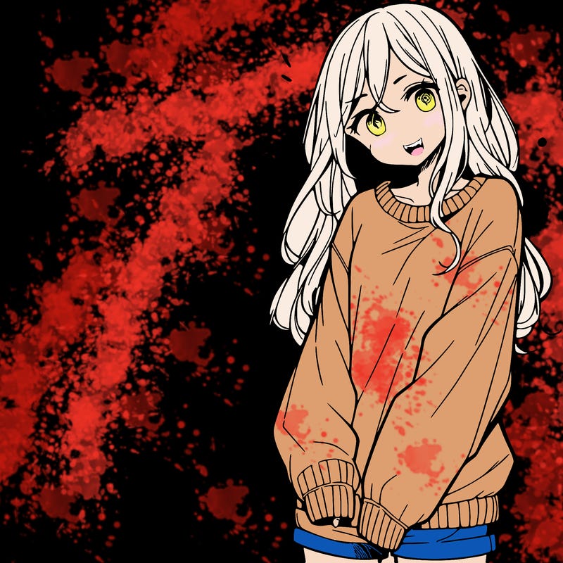 manga teen girl  in a sweater and baggy pants