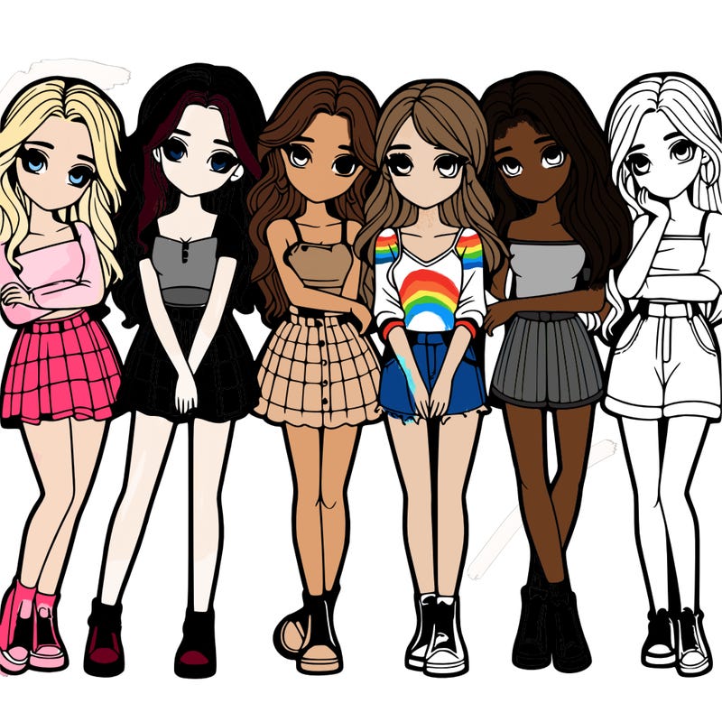 a group of girls realistic