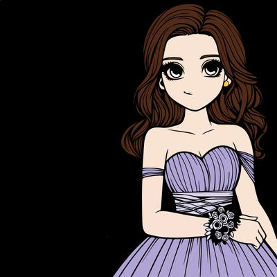 realistic girl with prom dress