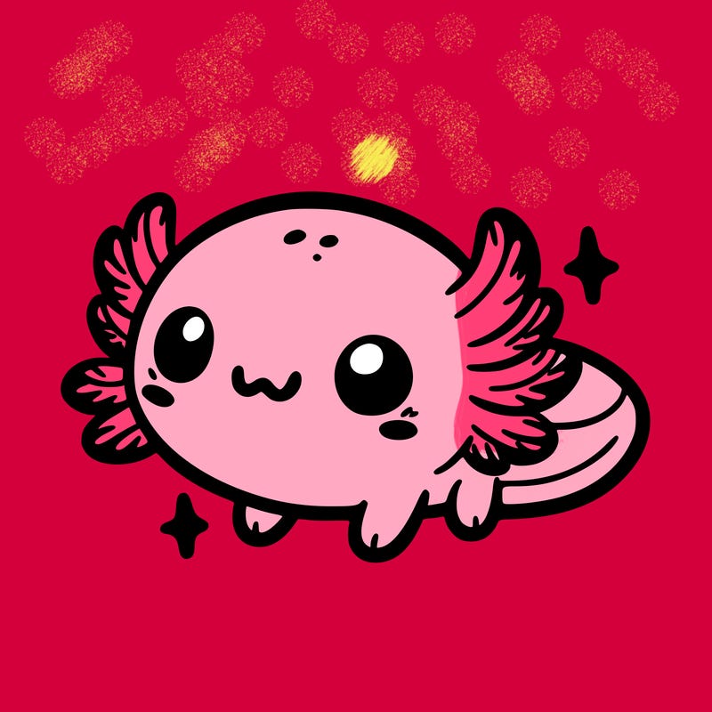 cute easy baby axolotl