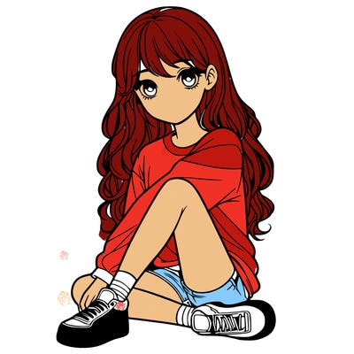 girl sitting realistic