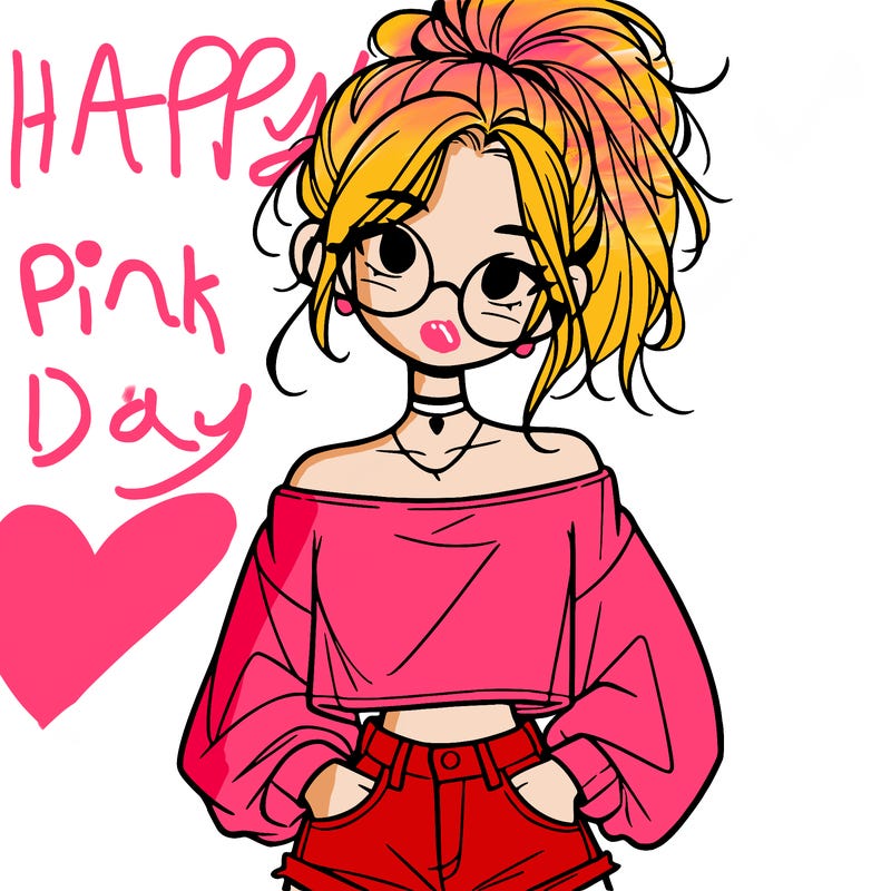 girl with a messy ponytail glasses a baggy crop top and jean shorts