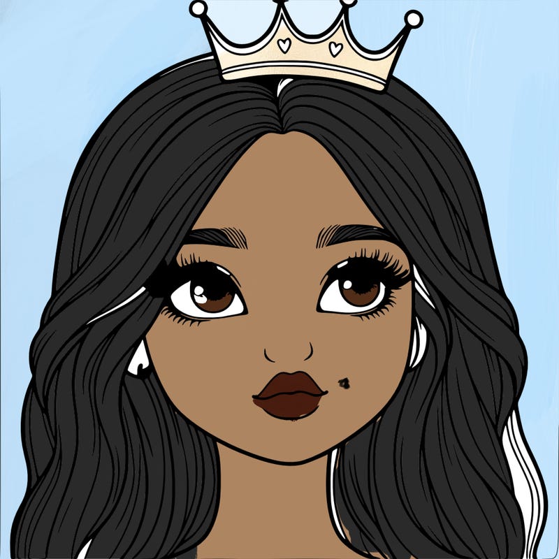 a realistic girl with a crown on