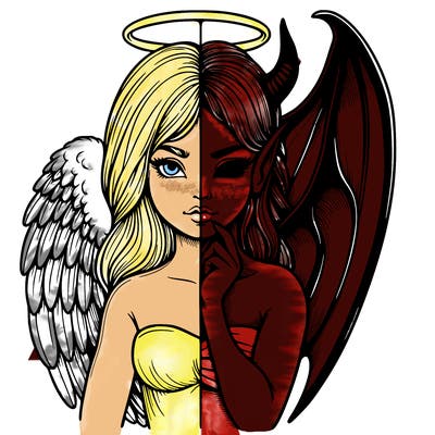 realistic angel half demon