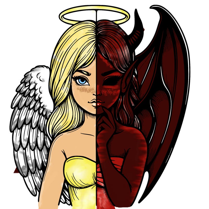 realistic angel half demon