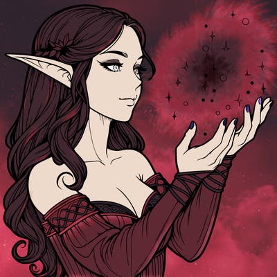 realistic elf girl doing magic