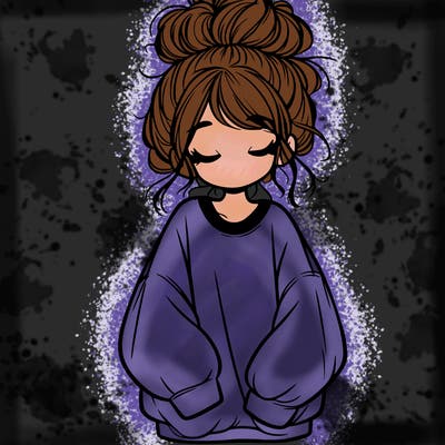 girl with baggy sweatshirt and messy bun