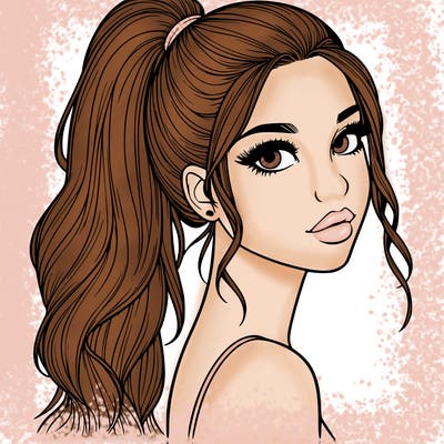 realistic pretty girl with high pony tail