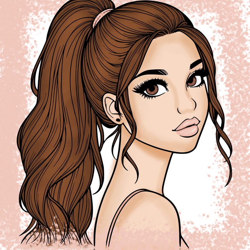 realistic pretty girl with high pony tail