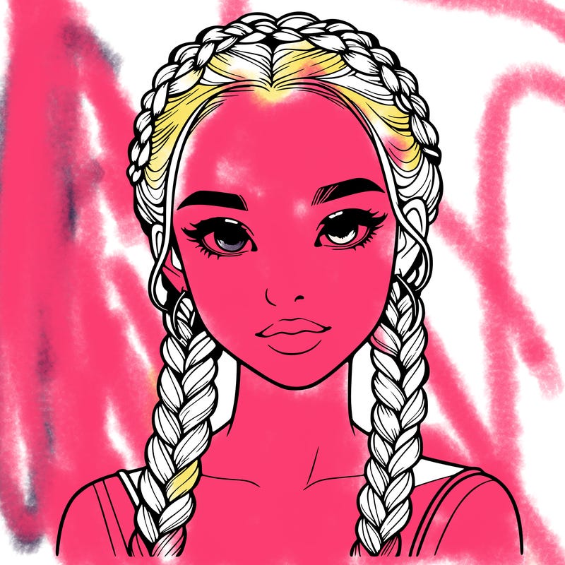 realistic girl with braids