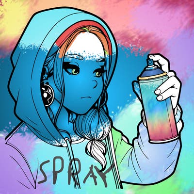 a realistic girl, spray painting