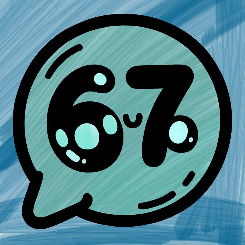 bubble that says 67