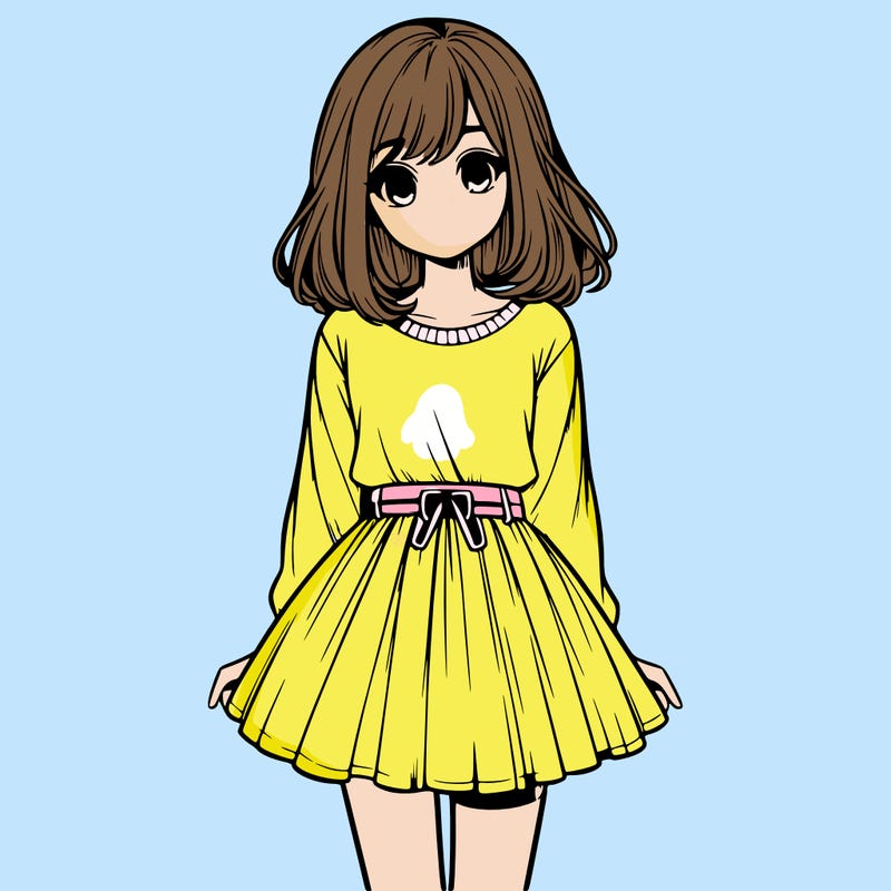 realistic girl with a skirt on