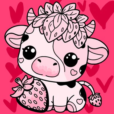 cute strawberry cow