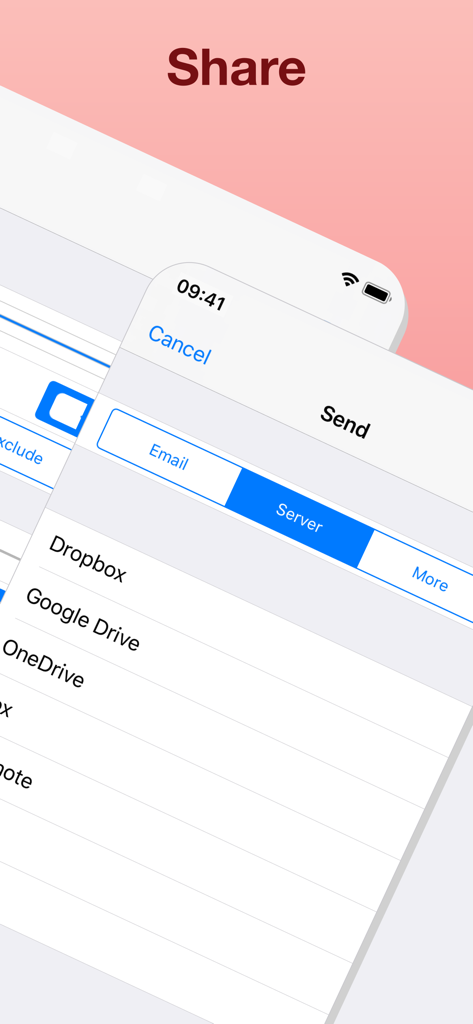 Audio Memos Pro - Audio Memos Pro app screen showing sharing options to cloud services like Dropbox and Google Drive