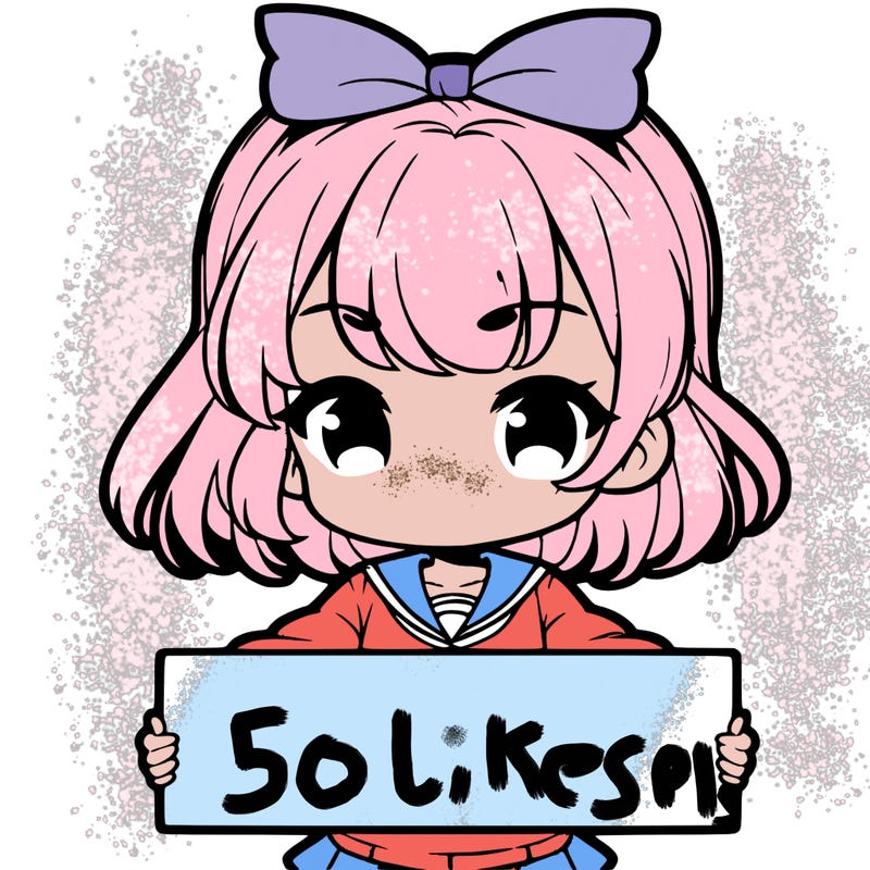 cute anime girl holding a sign
