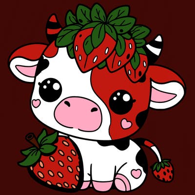 cute strawberry cow