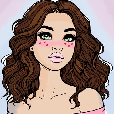 realistic girl with wavy hair and lips