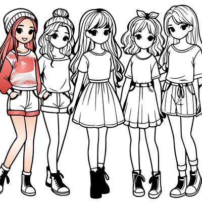 a group of five girls