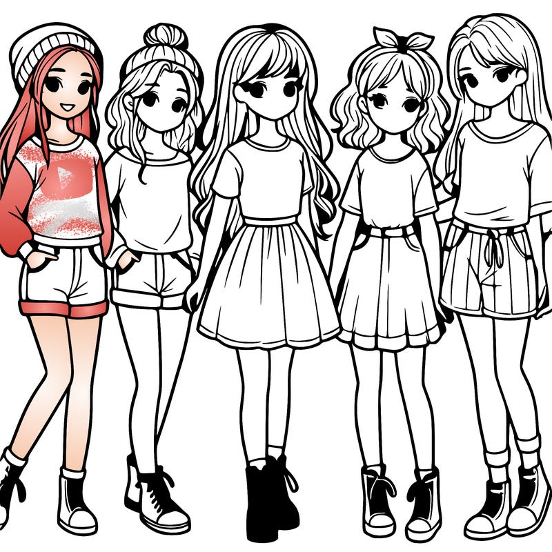 a group of five girls