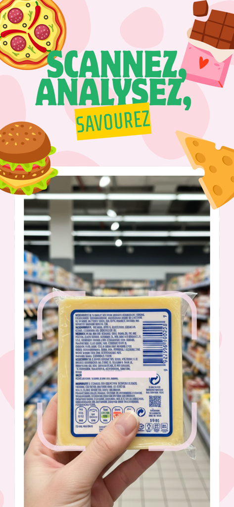 Bien Manger Enceinte - Scanner - Hand scanning a cheese barcode in a supermarket using a pregnancy food safety app