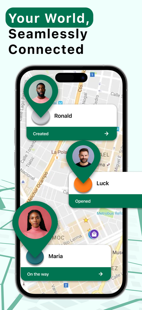 Phone Tracker Location Geo-Pro - Mapa de rastreo de ubicación en tiempo real que muestra familiares y amigos con actualizaciones de estado