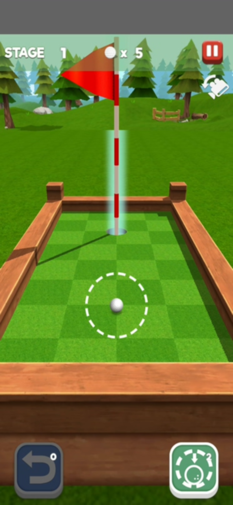 Putting Golf King - Putting Golf King mobile game showing a golf ball on a putting green towards a flag