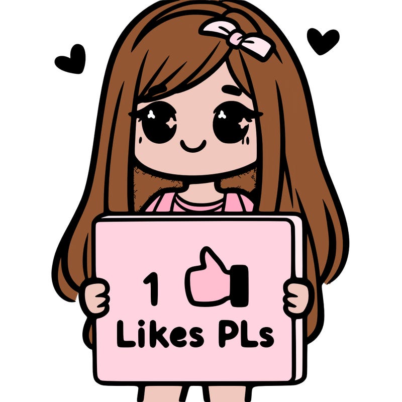 girl holding a sign saying 10 likes pls