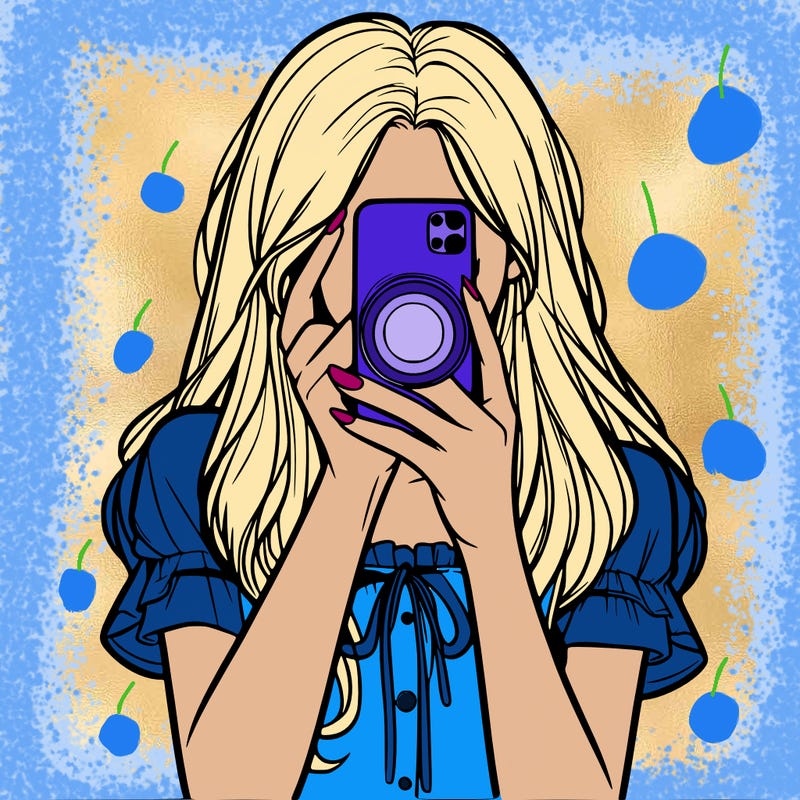 a realistic girl holding her phone taking pictures