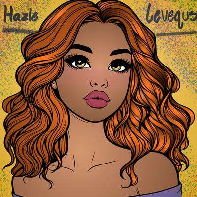 realistic girl with wavy hair and lips