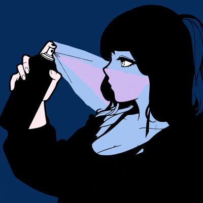 a realistic girl spray, painting