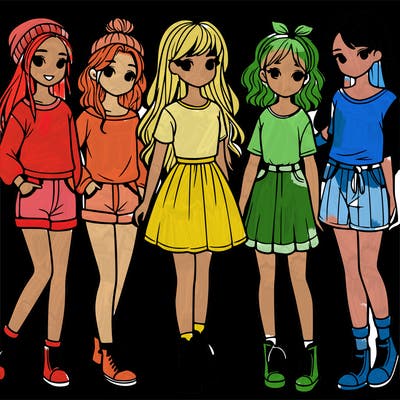 a group of five girls