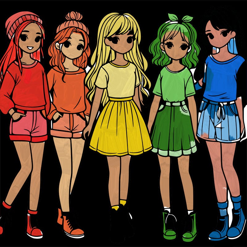 a group of five girls