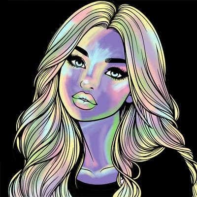 realistic girl with hair on her hair and lips