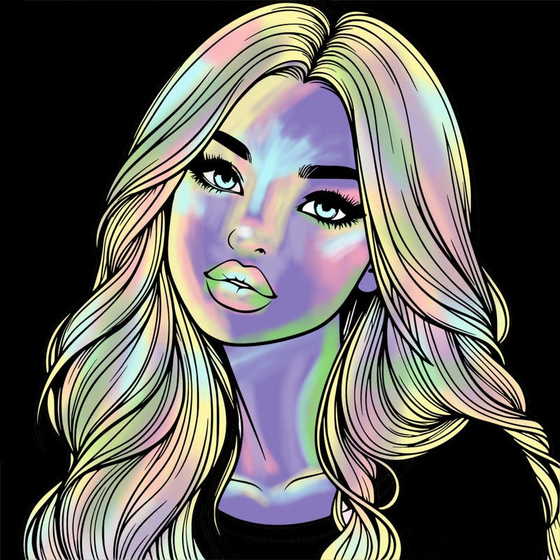 realistic girl with hair on her hair and lips