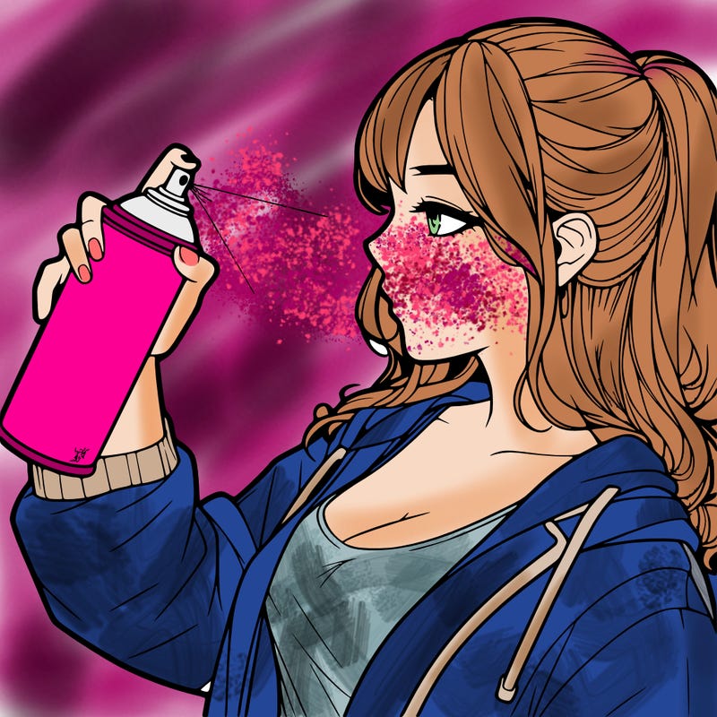 a realistic girl spray, painting