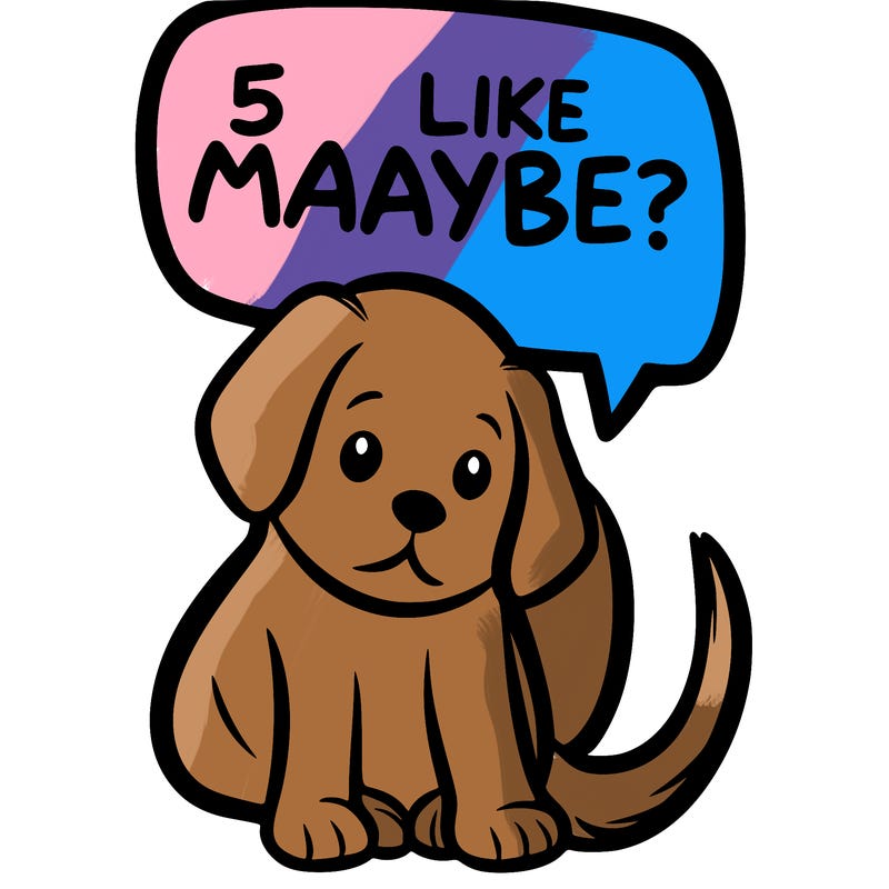a puppy that says 5 like maybe