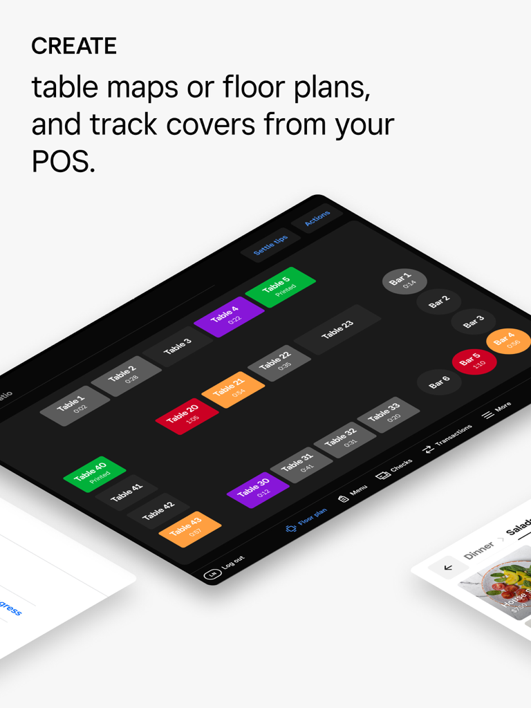 iPadでのSquare レストランPOSフロアプランとテーブルマップ管理