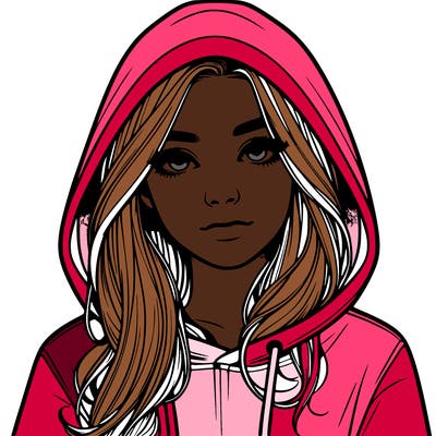 realistic girl with a hoodie