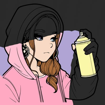 a realistic girl, spray painting