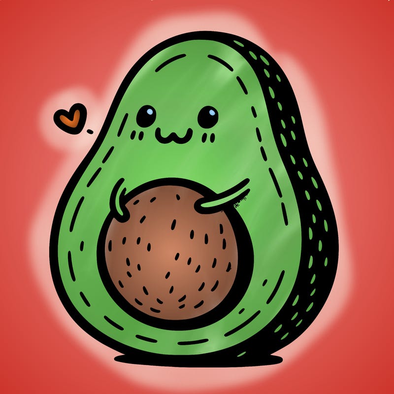 an avocado hugging an avocado