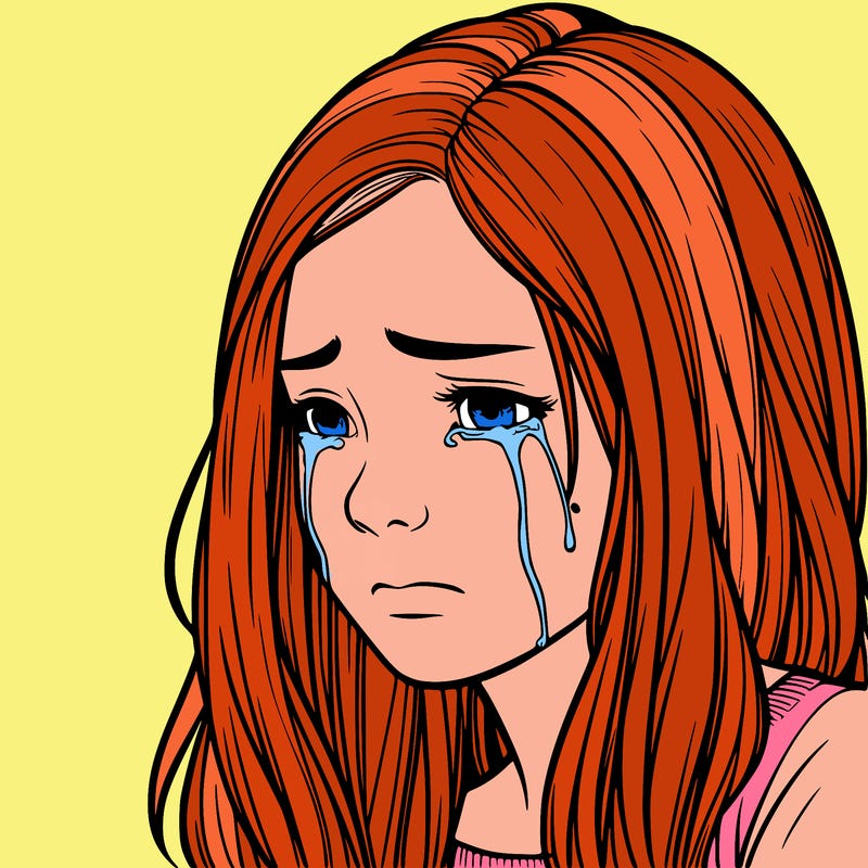 realistic sad teenage girl crying