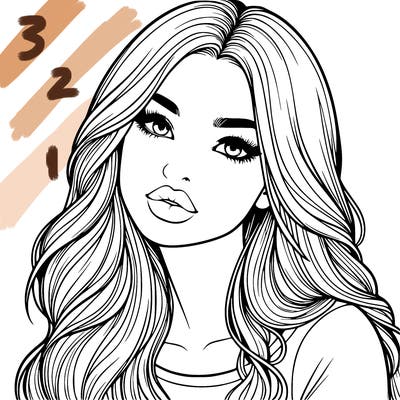 realistic girl with hair on her hair and lips