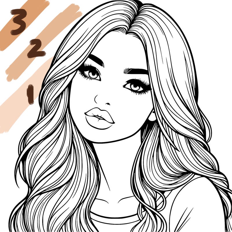 realistic girl with hair on her hair and lips