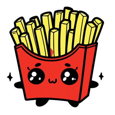 a cute. french fries