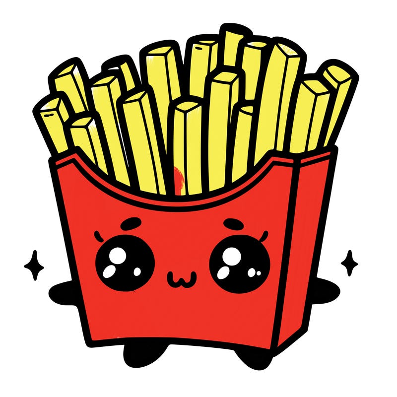 a cute. french fries