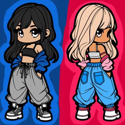 girl in crop top and baggy pants