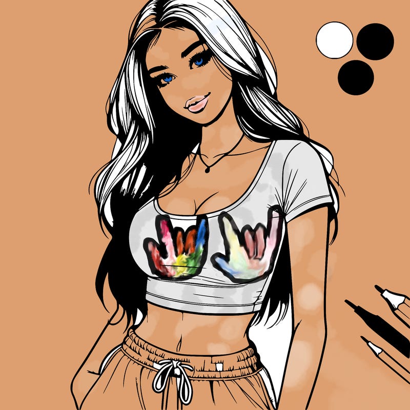 beautiful girl cropped tshirt and sweatpants realistic